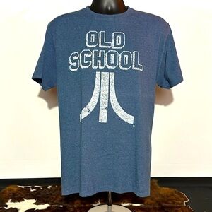 Atari Vintage | Old School mens faded blue short sleeve t shirt.